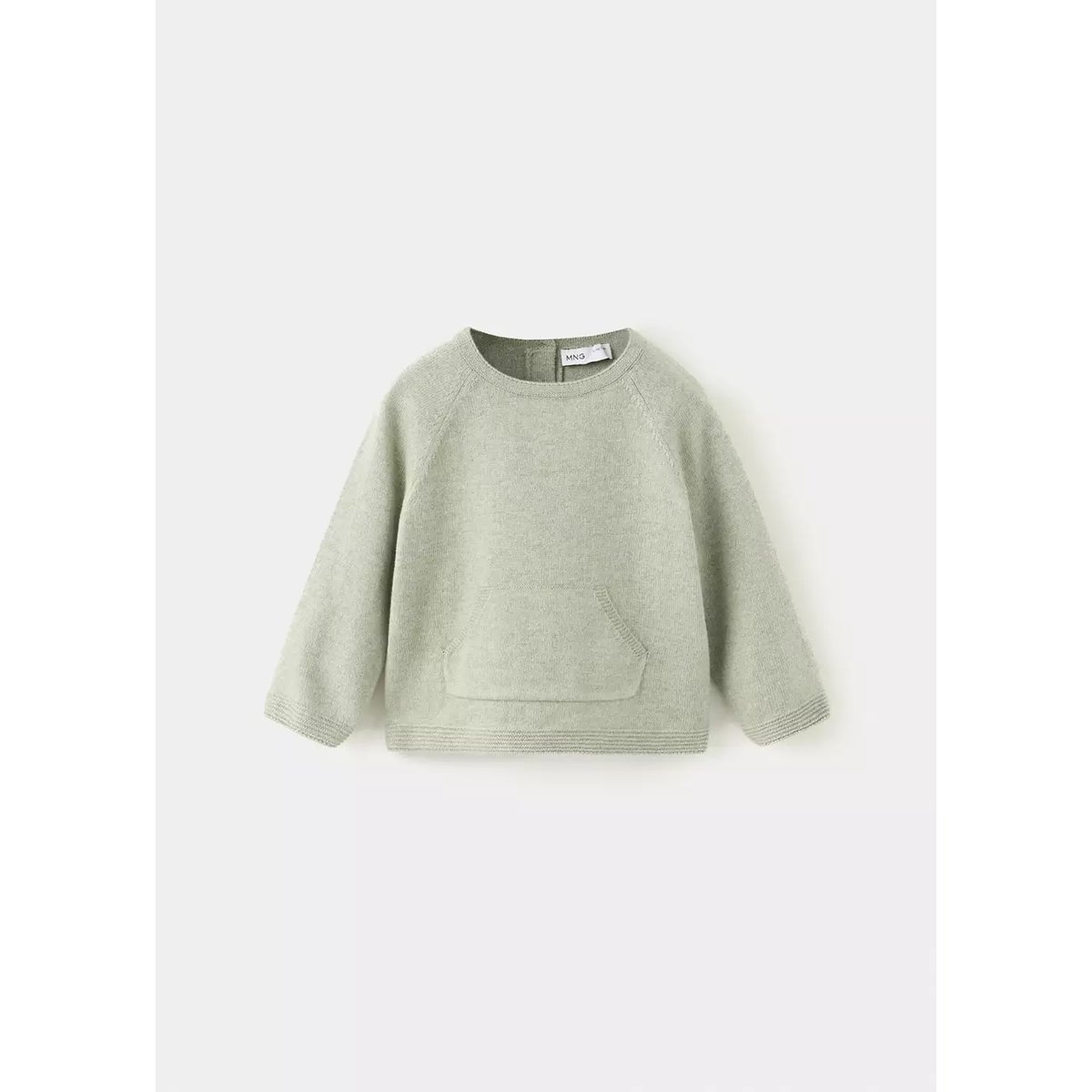 Pull-over maille poche kangourou vert, MANGO BABY
