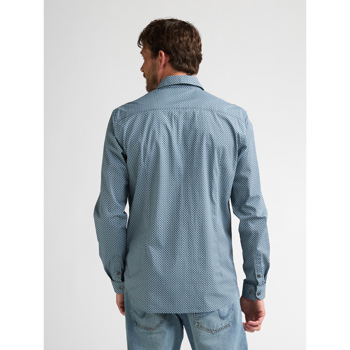 Chemise slim à micro-motifs millworks bleu iron blue, PETROL INDUSTRIES