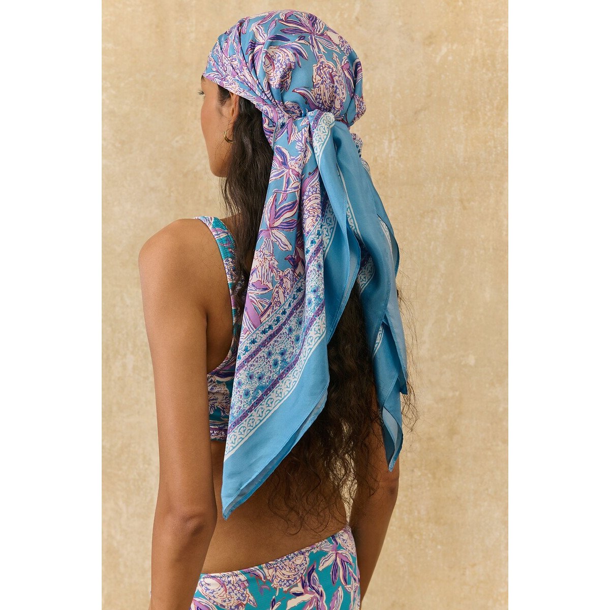 Romy floral silk scarf blue floral print, LOUISE MISHA