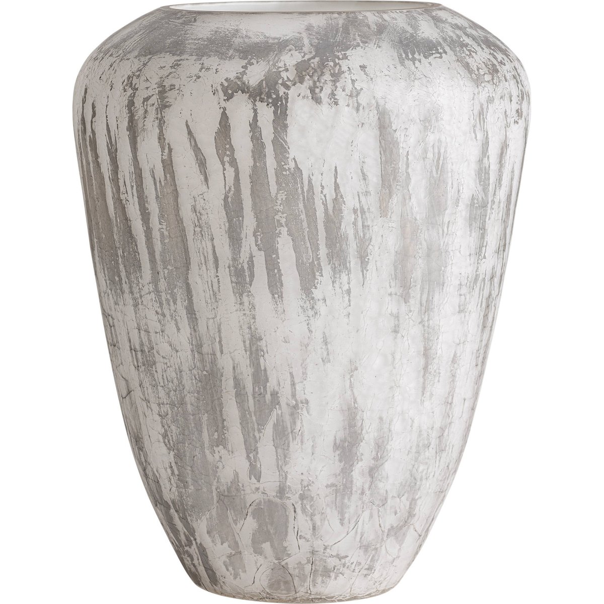 Vase en verre effet patiné contemporain blanc patiné, RECOLLECTION