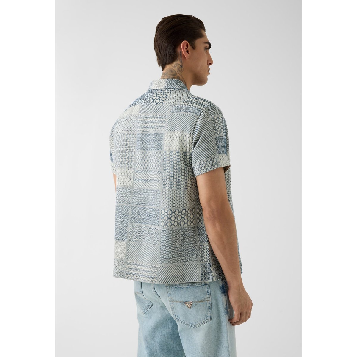 Chemise Jacquard bleu clair, GUESS