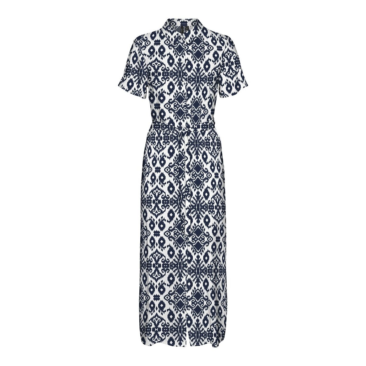 Abito lungo stampato, collo alto fantasia marine, VERO MODA