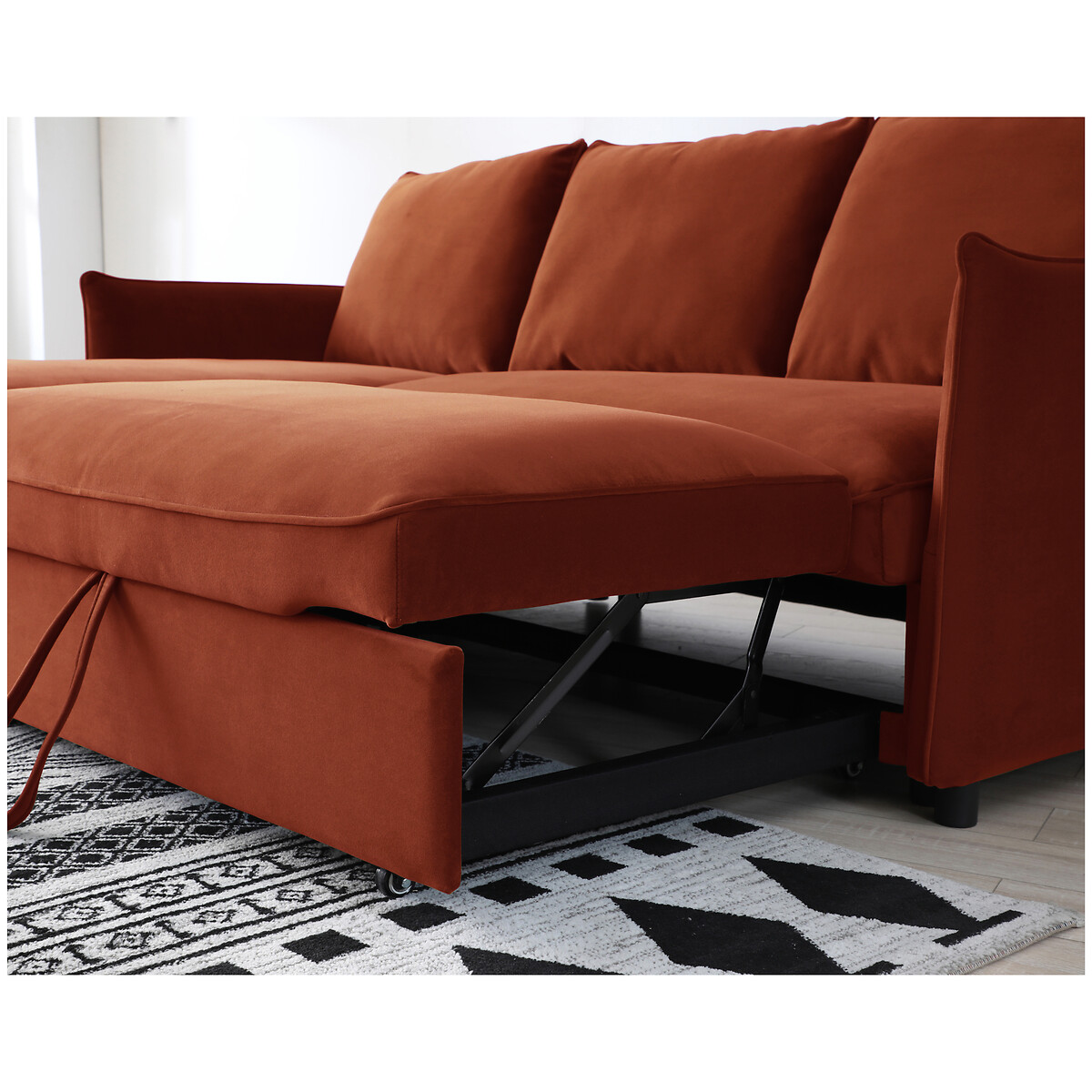 Beatrice Velvet Corner Sofa Bed orange, ÉDITÉ