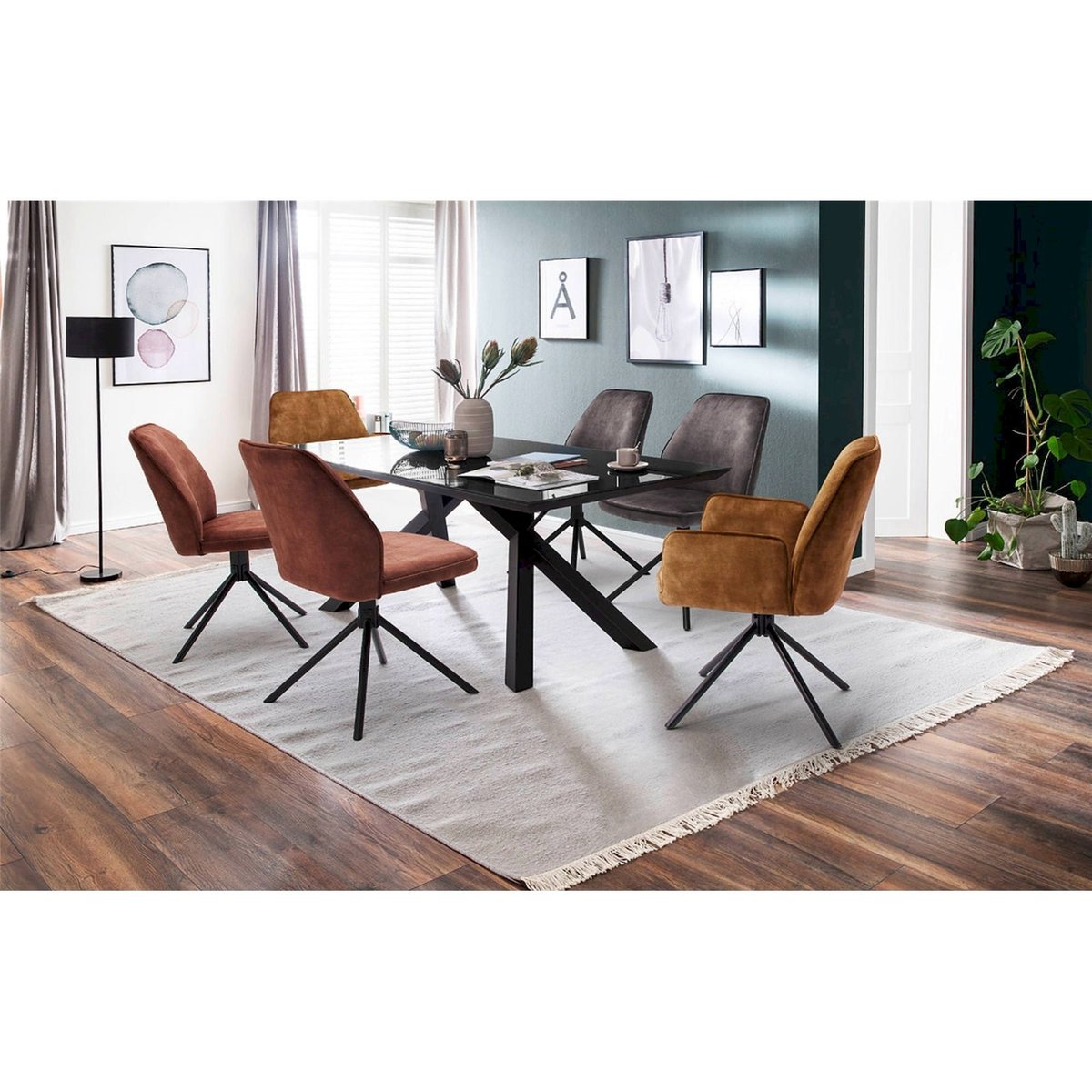 Chaise de salle à manger tapissée TORYDERS marron cognac, RECOLLECTION