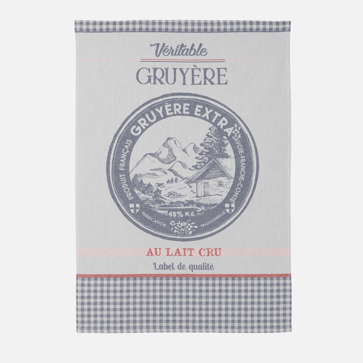 Torchon jacquard en coton VÉRITABLE GRUYÈRE gris, COUCKE