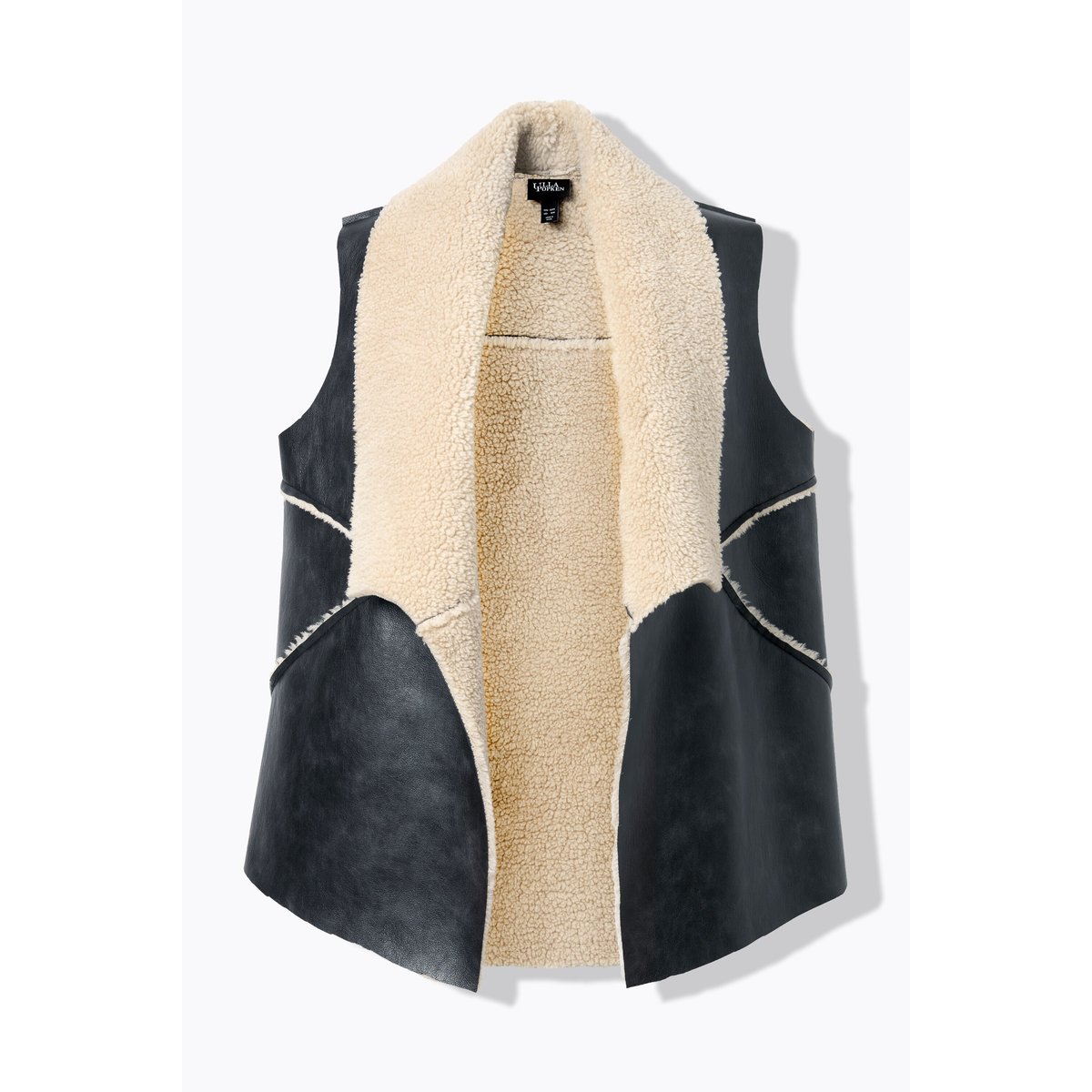 Gilet en similicuir à col pelle à tarte noir, ULLA POPKEN