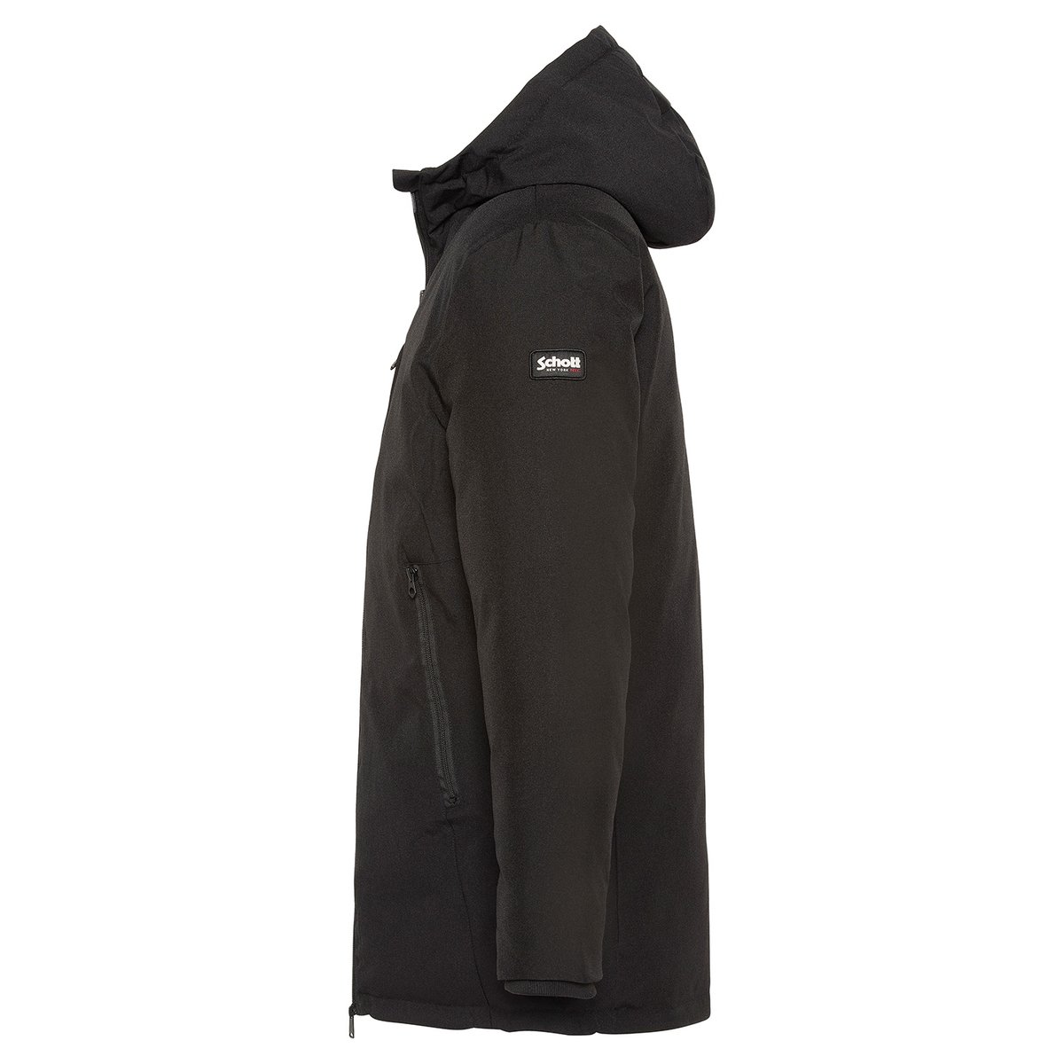 Manteau long à capuche noir, SCHOTT