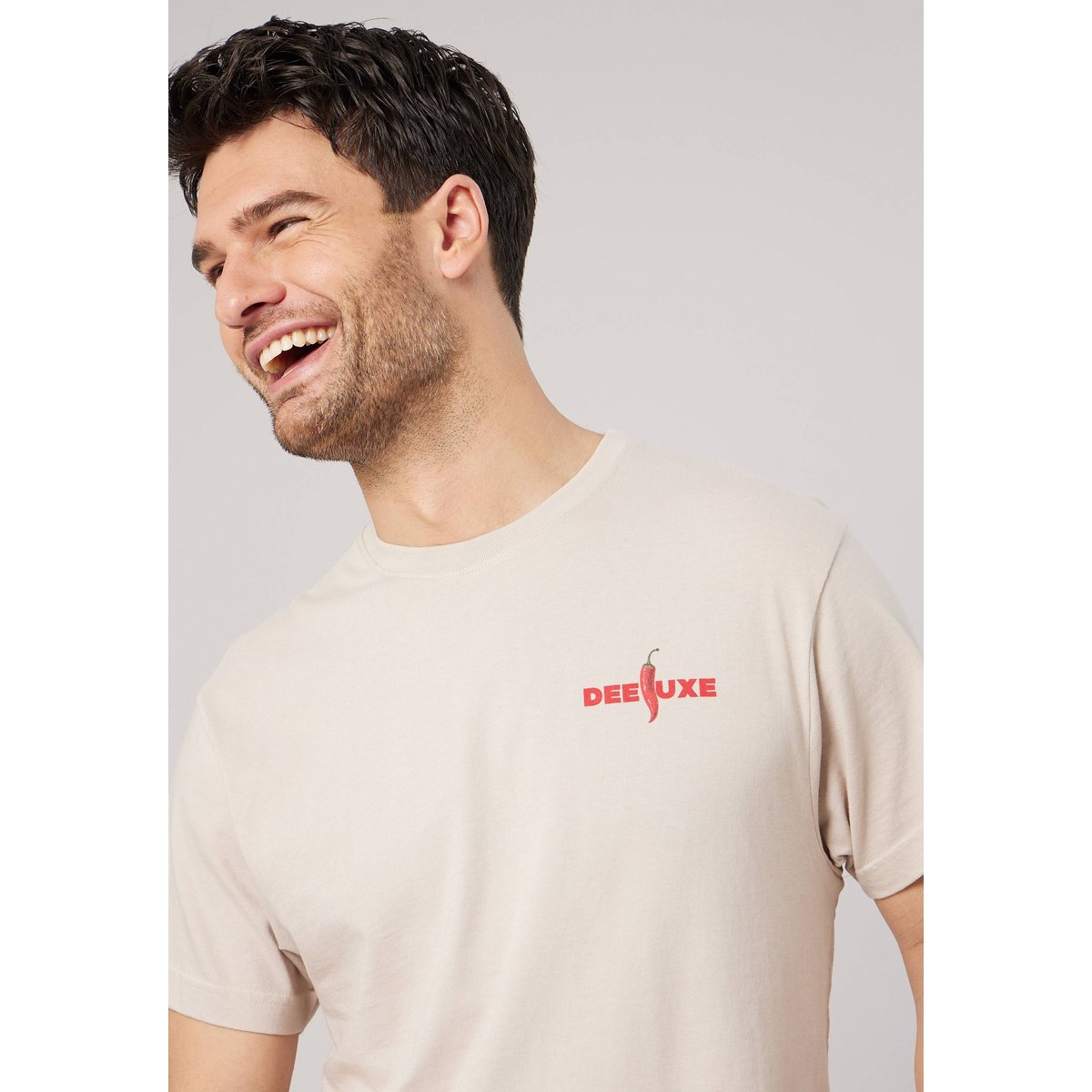 T-shirt loose homme en coton imprimé piment SPICY chalk, DEELUXE