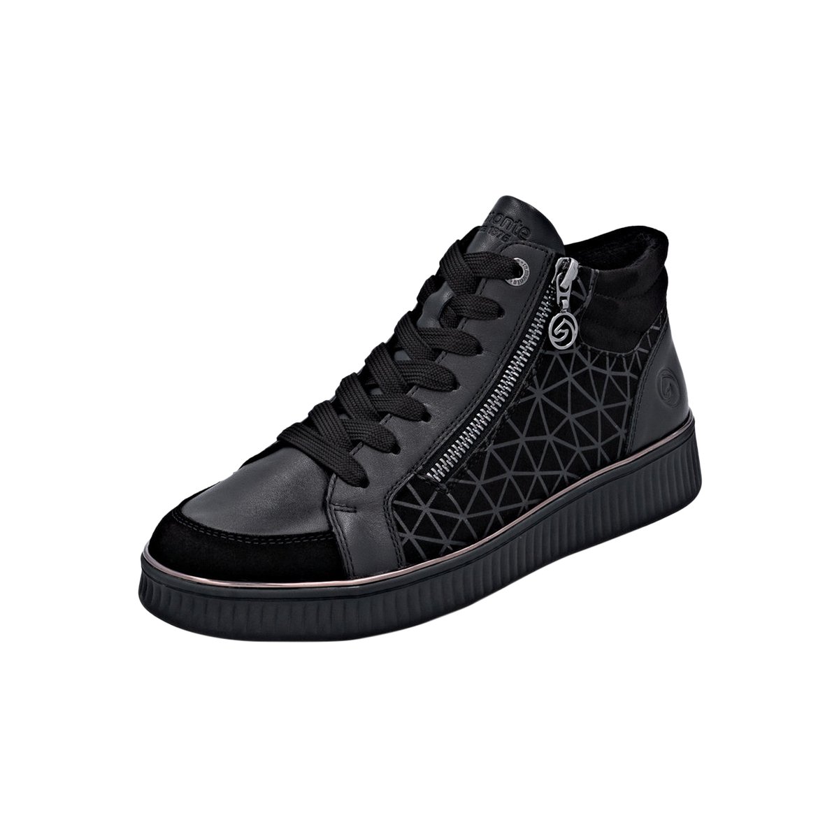 Basket Montante Cuir Goatsuede noir, REMONTE