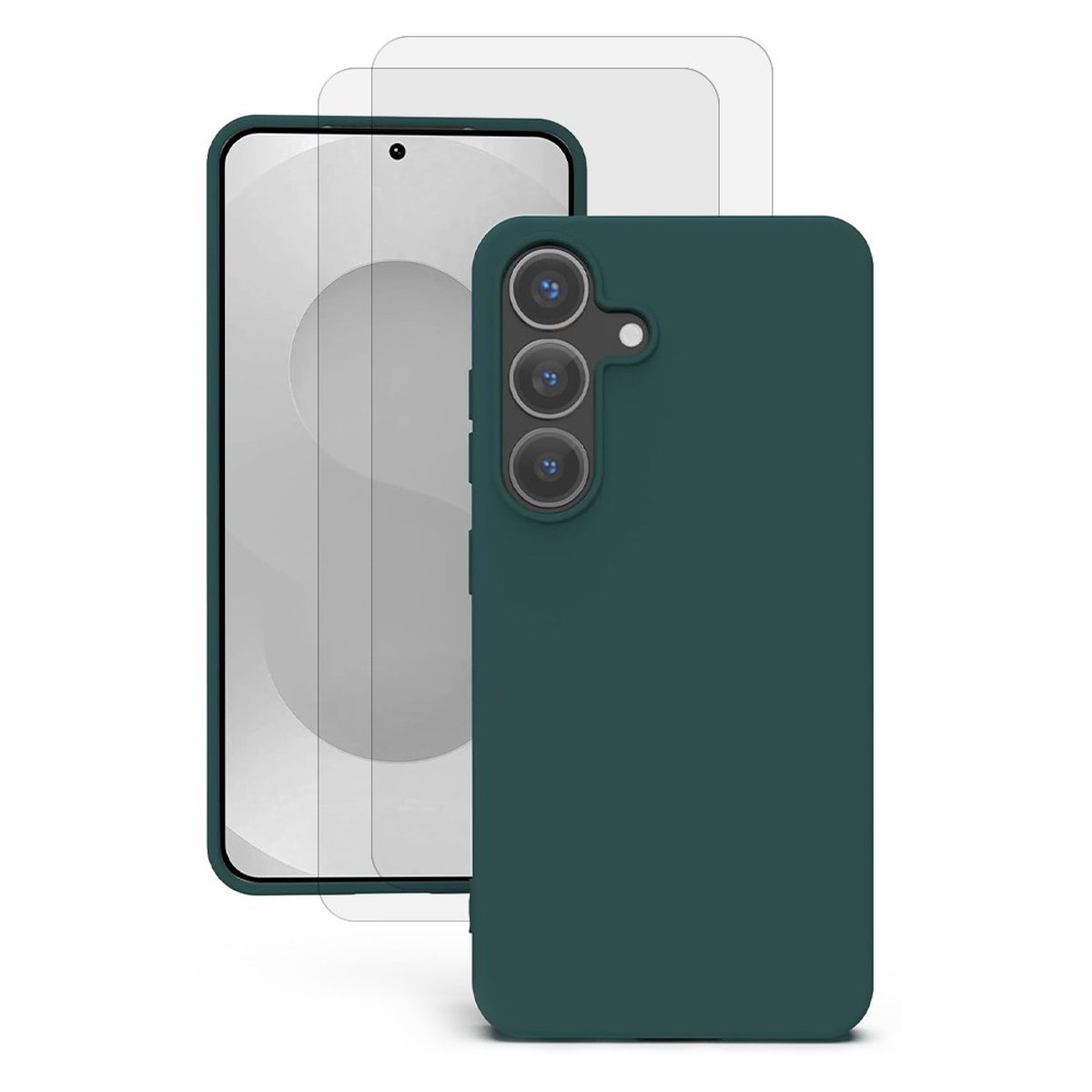 Coque Galaxy S25 + antichoc + 2 vitres vert, EVETANE
