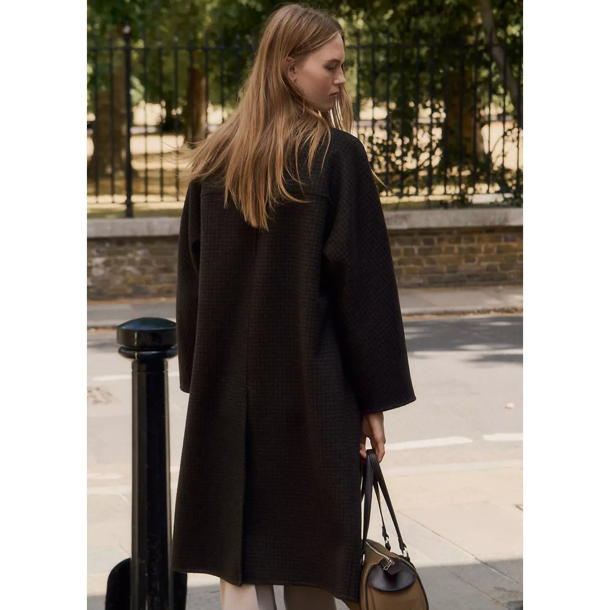 Manteau laine fait main chocolat, MANGO