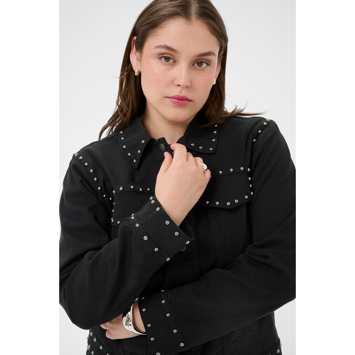 Manteau noir washed black twill, KAFFE CURVE