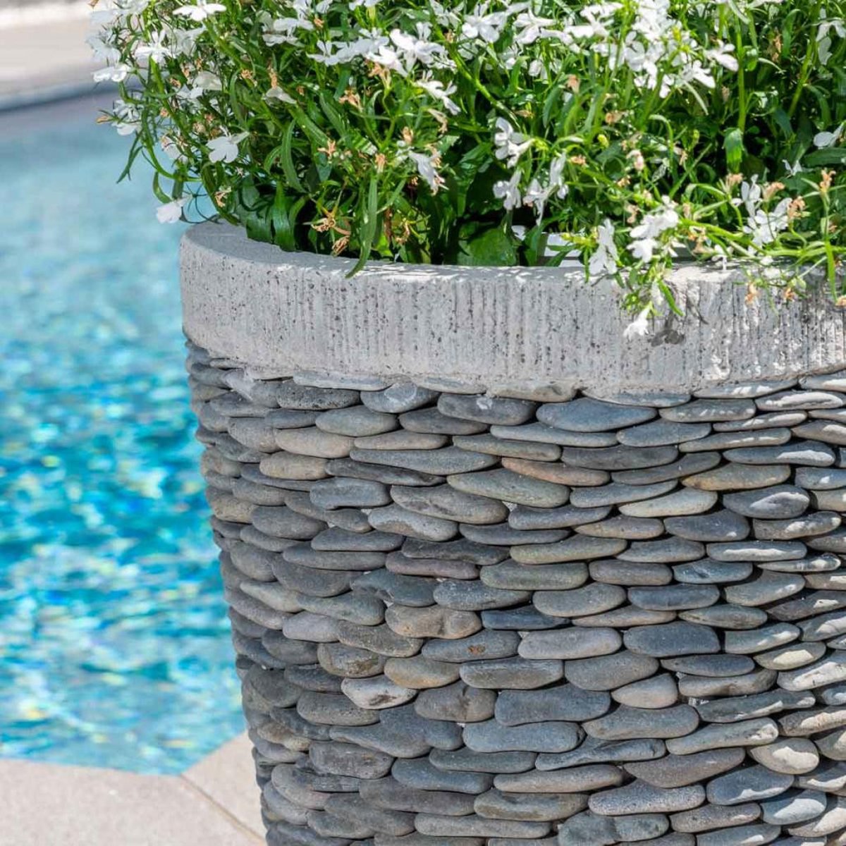 Pot bac jardinière galet conique rond gris, WANDA COLLECTION