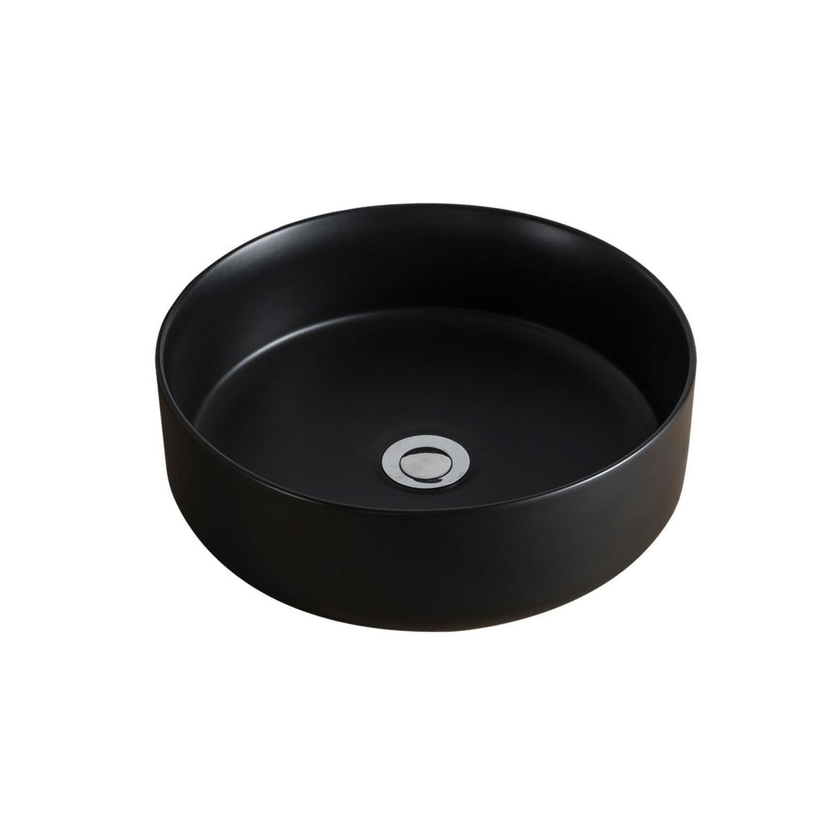 Meuble 70cm chêne vasque ronde noire robinet miroir ATOLL couleur unique, MOB IN