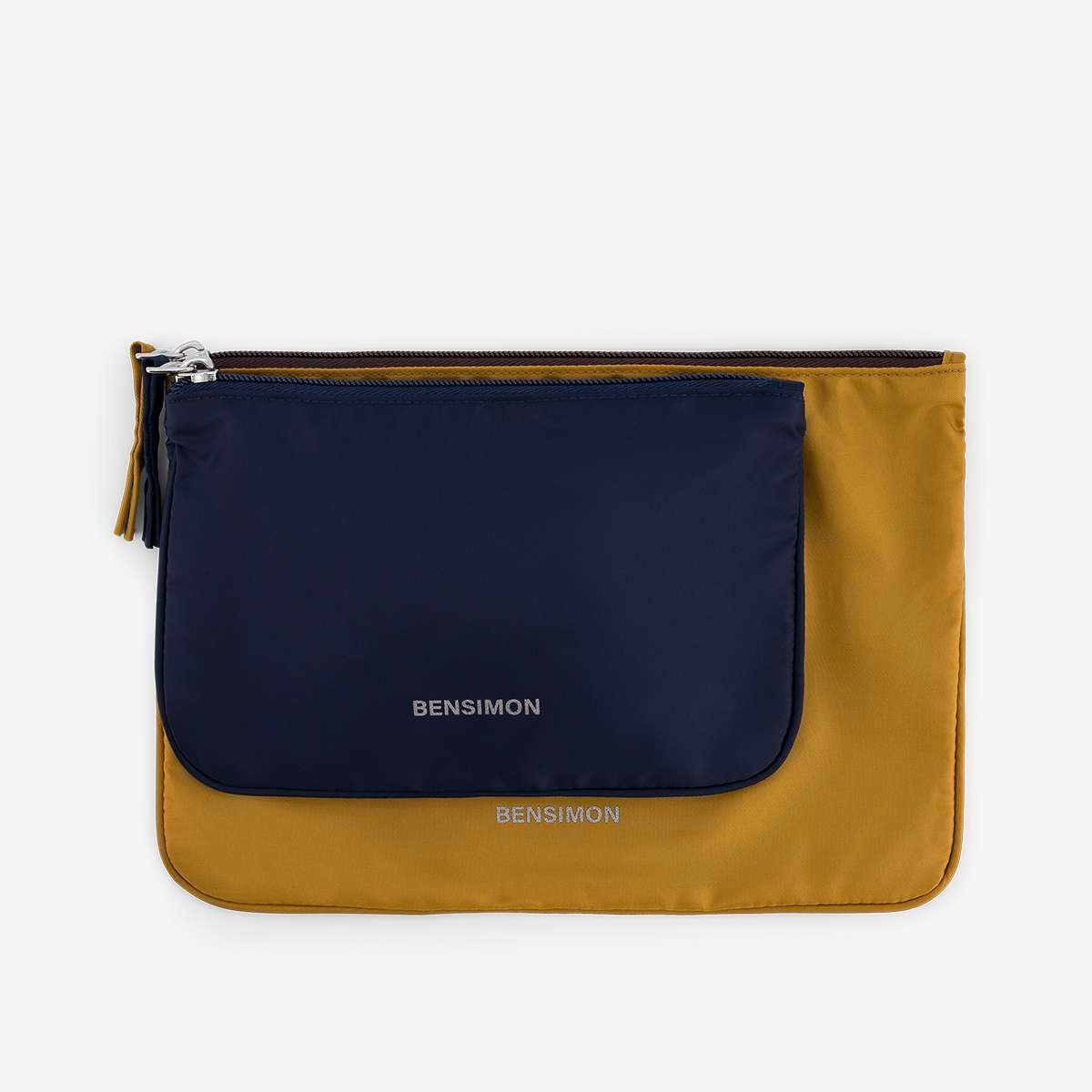 Lot de petites pochettes zippées en nylon recyclé ZIP POCKET SET camel, BENSIMON