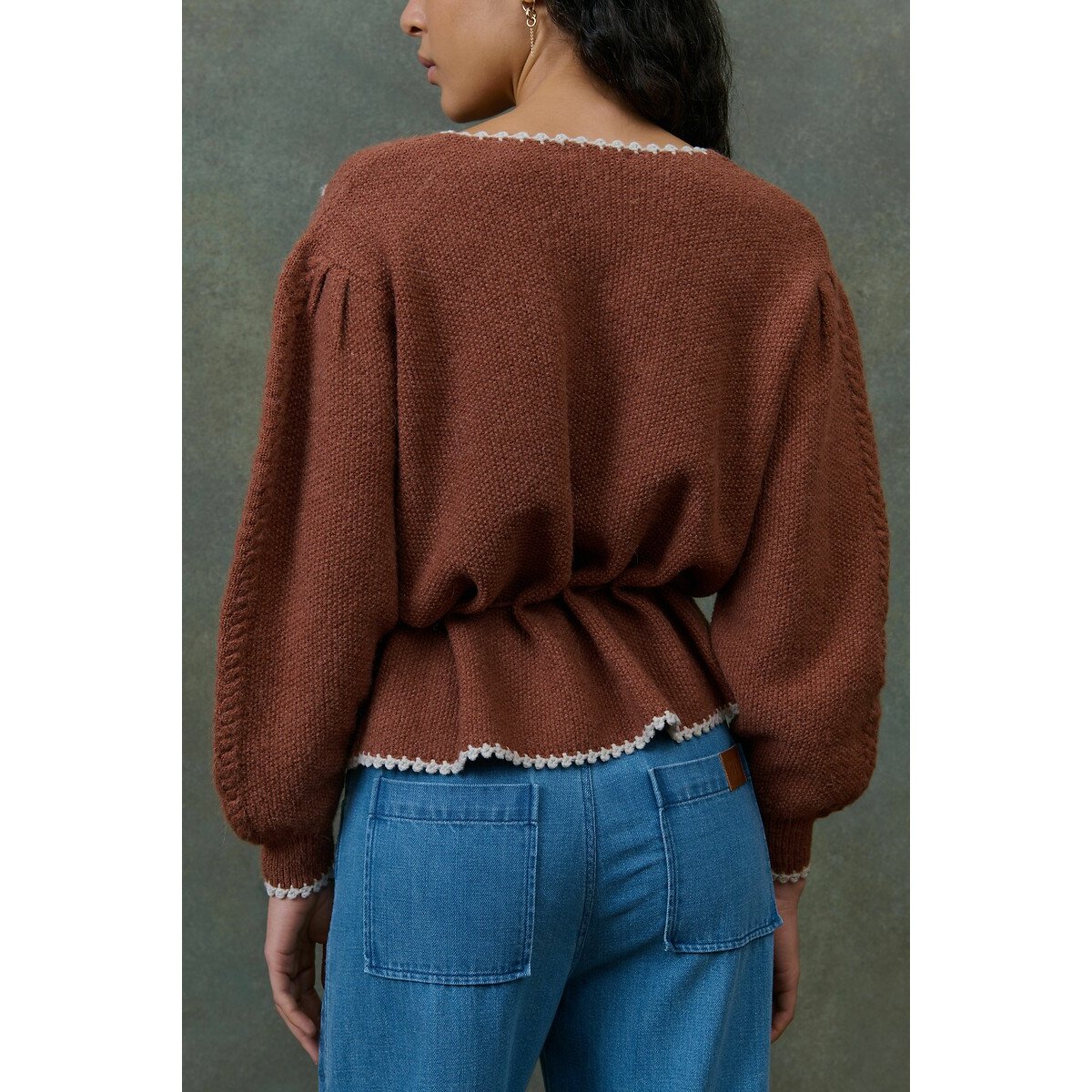 Sandya Embroidered Drawstring Cardigan chestnut, LOUISE MISHA