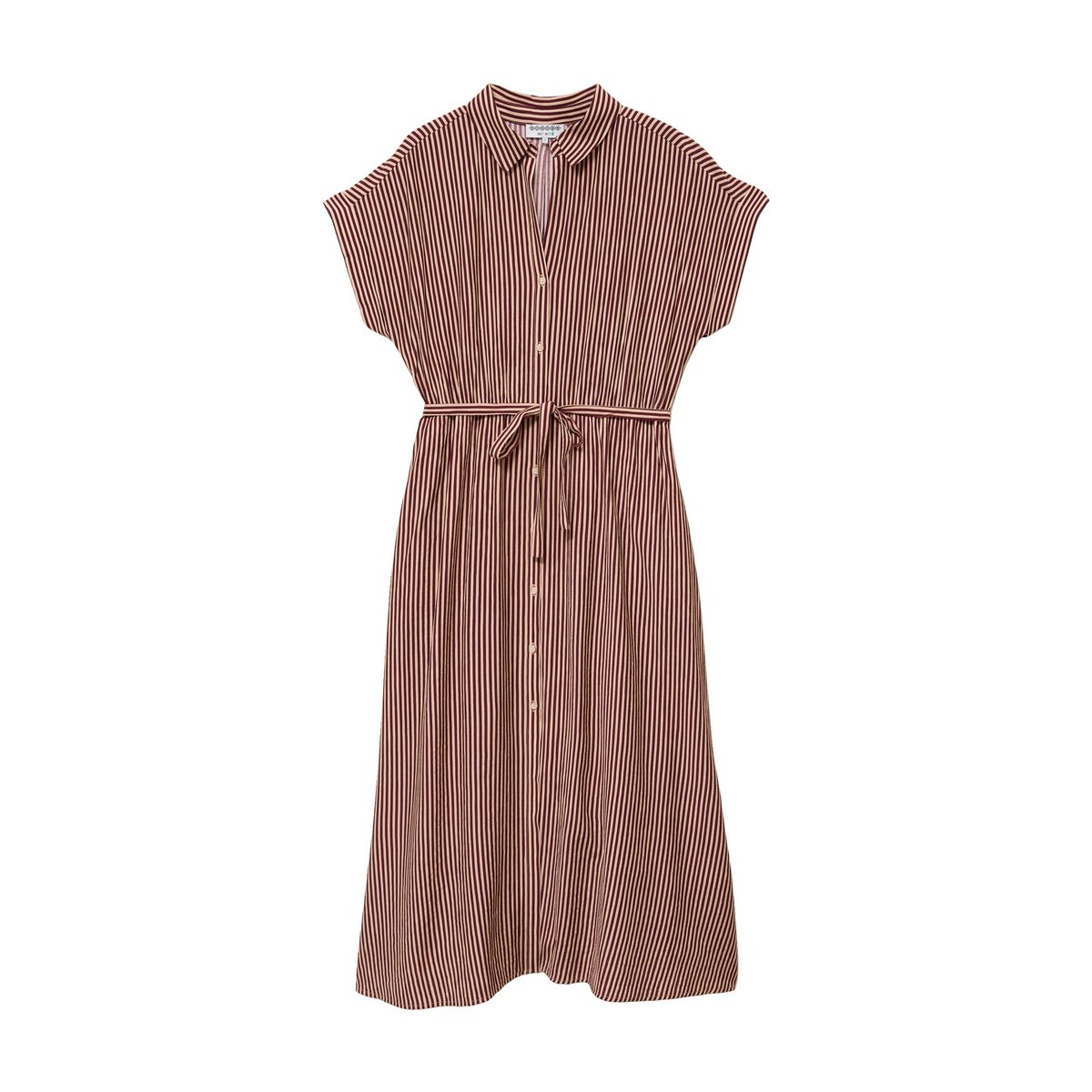 Robe longue évasée manches courtes violet, BONOBO