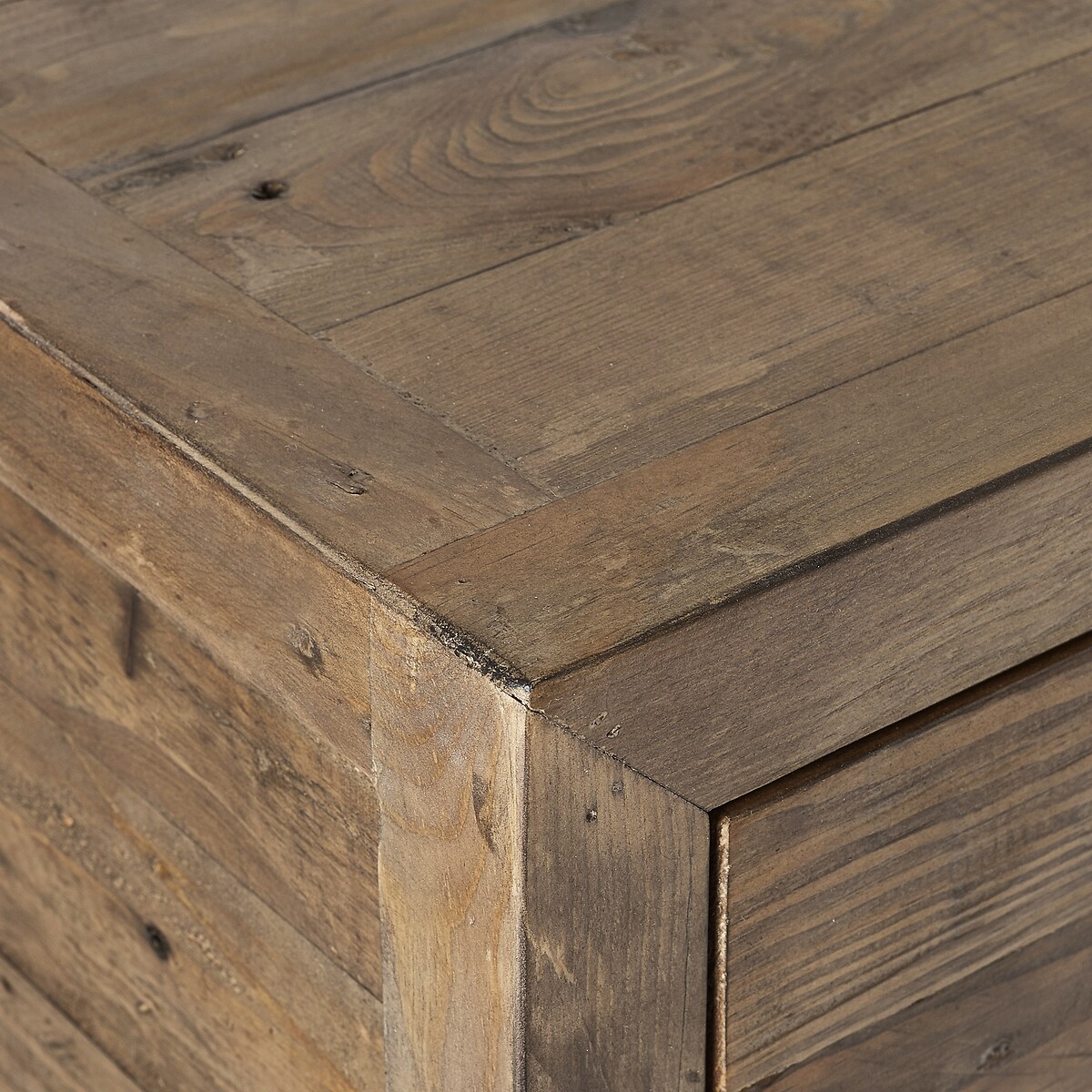 Ember Reclaimed Wood 6 Drawer Wide Chest rustic dark wood, SO'HOME