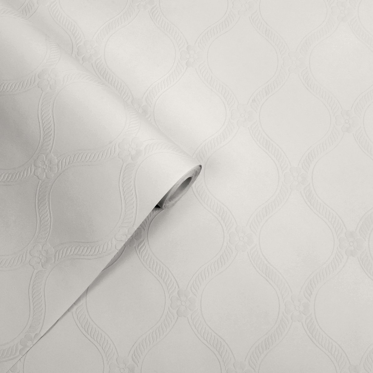 Papier peint à peindre Teillis fleuris blanc, LAURA ASHLEY