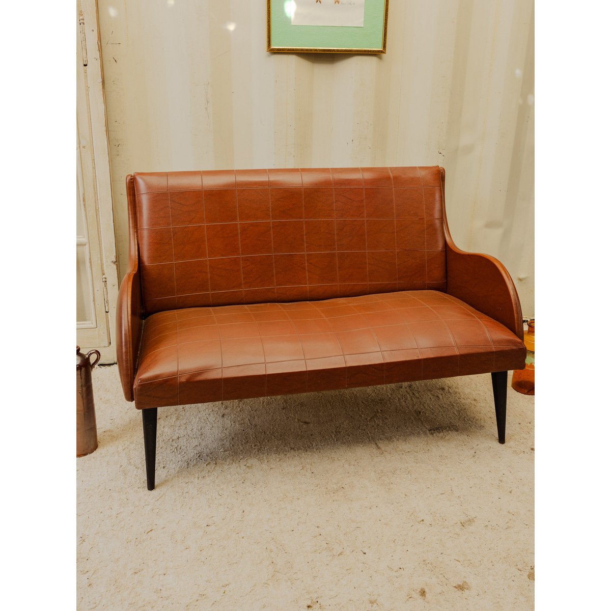 Banquette en cuir marron Clara N°158 - Bon état marron, DEBONGOUT