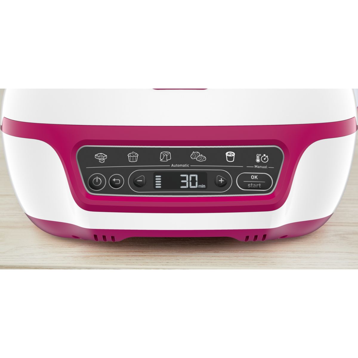 Machine à gâteaux Cake Factory Délices KD810112 blanc et rouge framboise, TEFAL