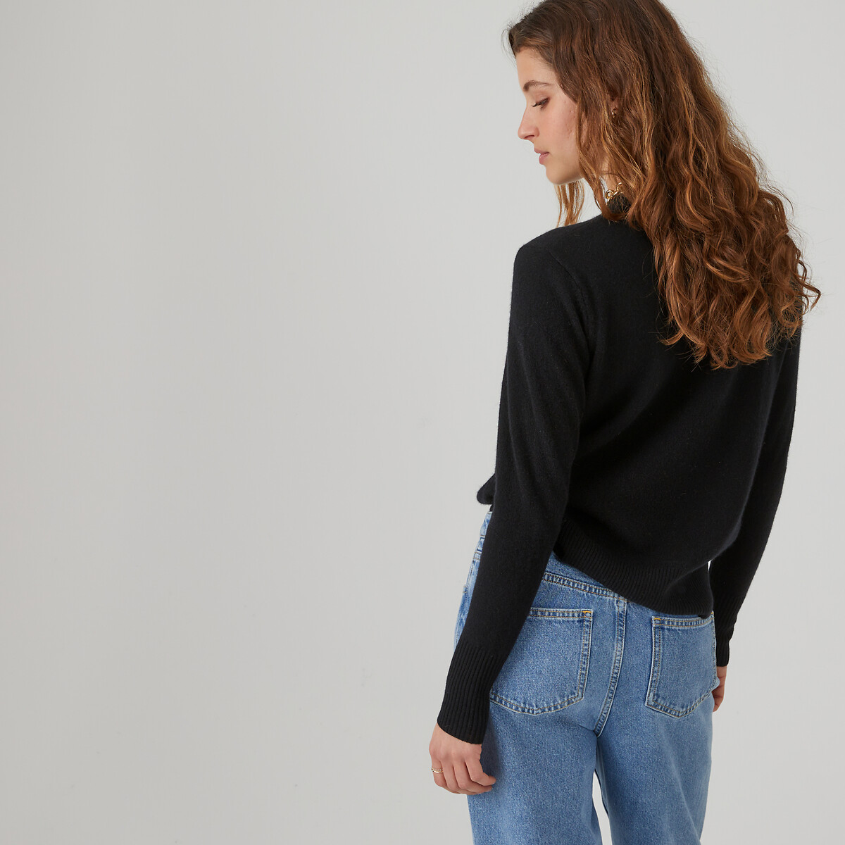 Cashmere Crew Neck Jumper black, LA REDOUTE COLLECTIONS