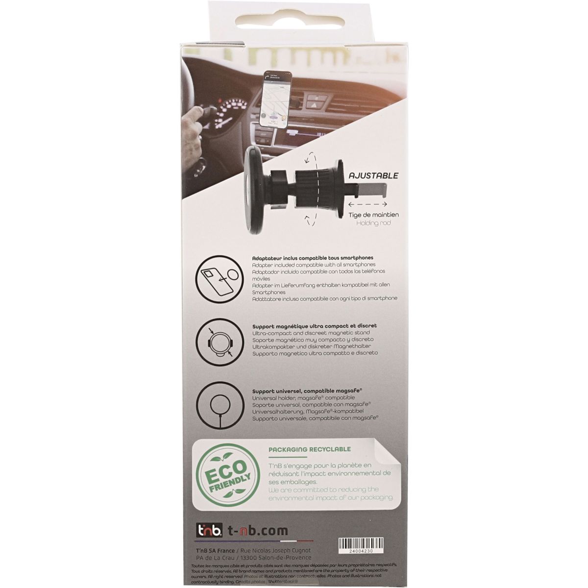 Support smartphone Magsafe pour grille d'aération noir couleur unique, TNB