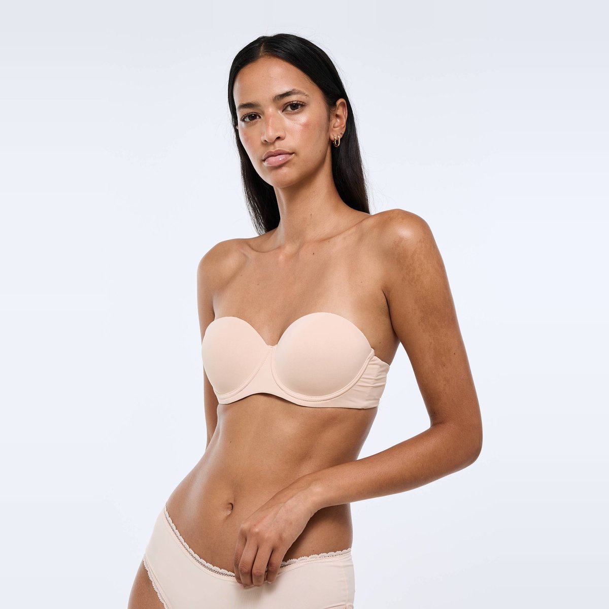Soutien-gorge bandeau paddé avec bretelles amovibles ALEXIA en microfibre chair, MONOPRIX