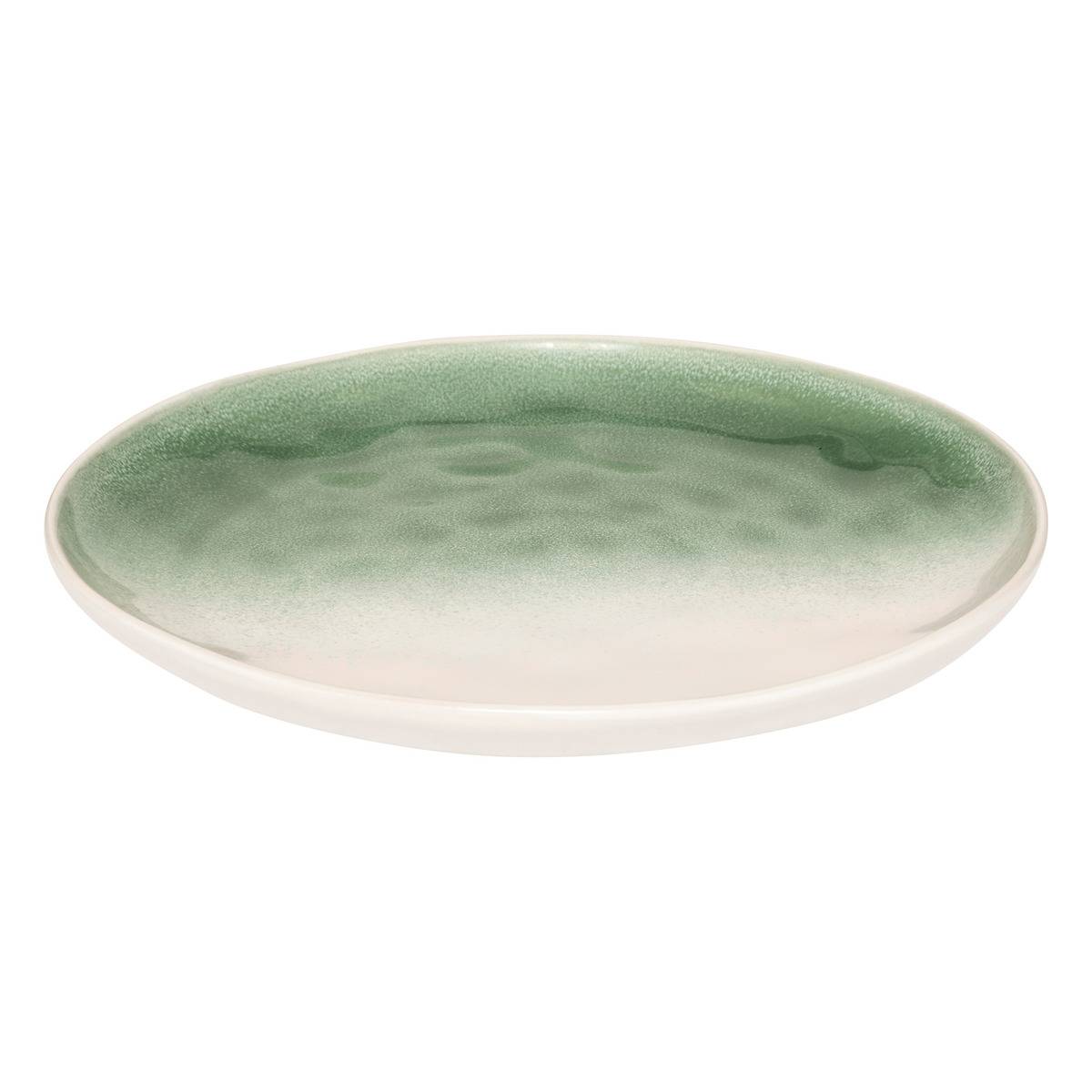 Lot de 6 assiettes plates en grès émaillé MALA vert, SECRET DE GOURMET
