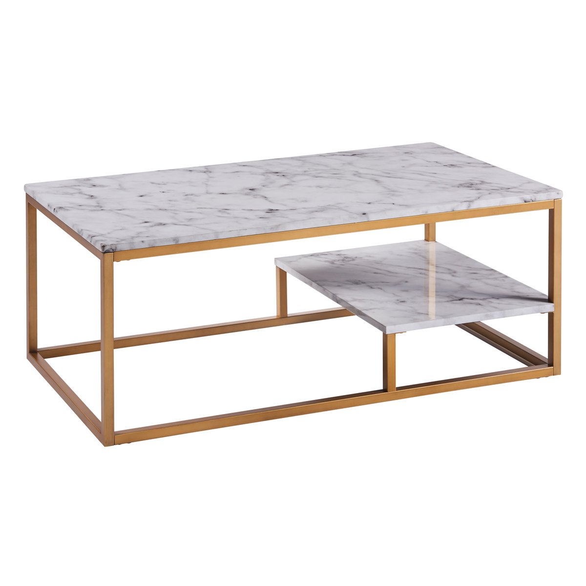 Table Basse Salon Moderne Effet Marbre jaune, TEAMSON HOME