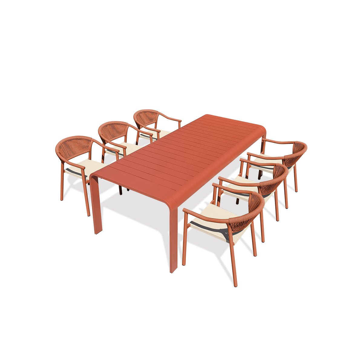 Ensemble repas de jardin en aluminium 6 places HANOI terracotta, DCB GARDEN