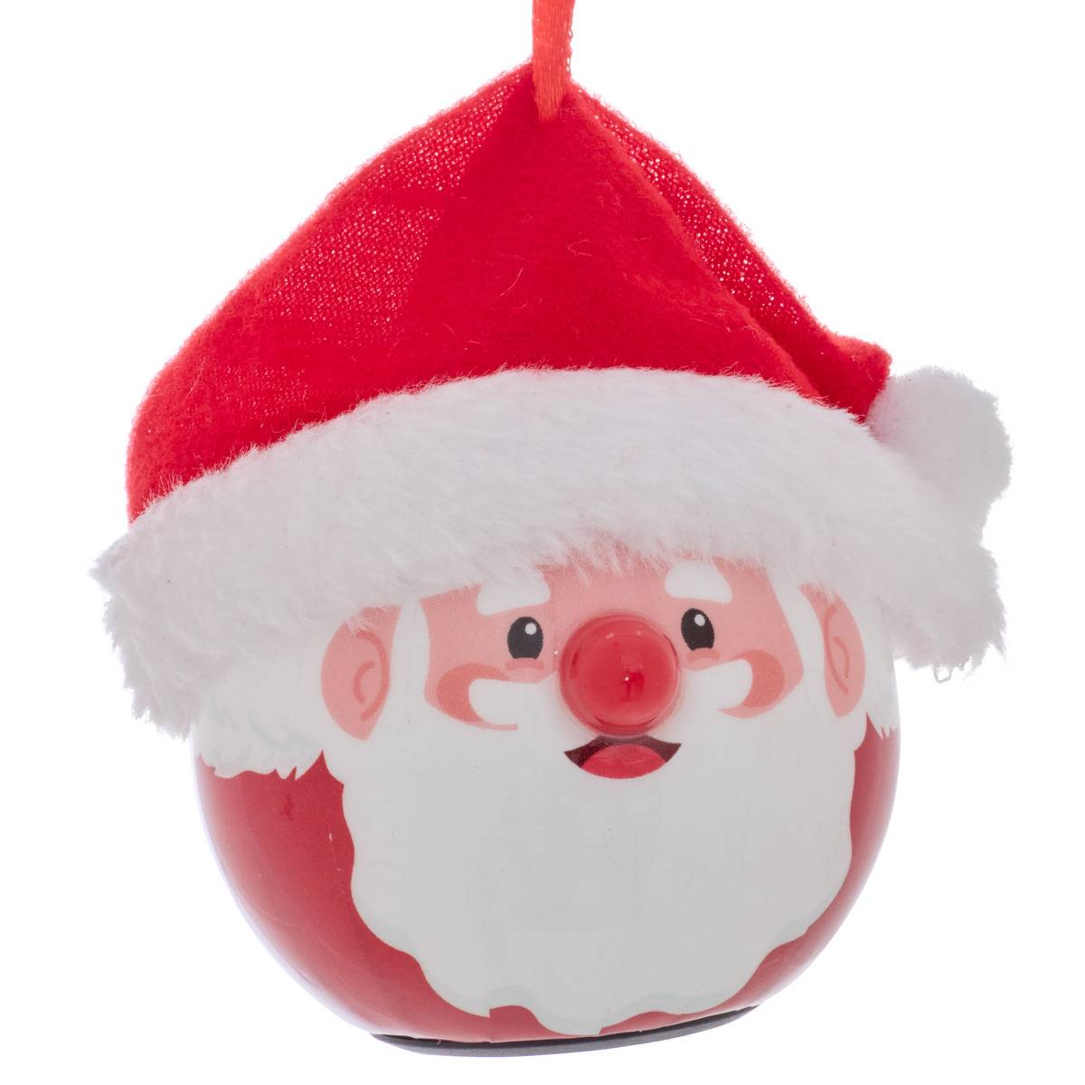 Boule de Noël lumineuse en papier Père Noël nez LED D. 65 mm rouge, FEERIC LIGHTS & CHRISTMAS