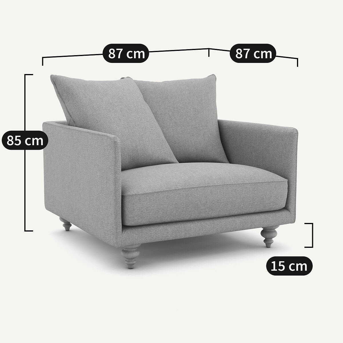 Fauteuil velours stonewashed, Lazare gris shiitaké, AM.PM