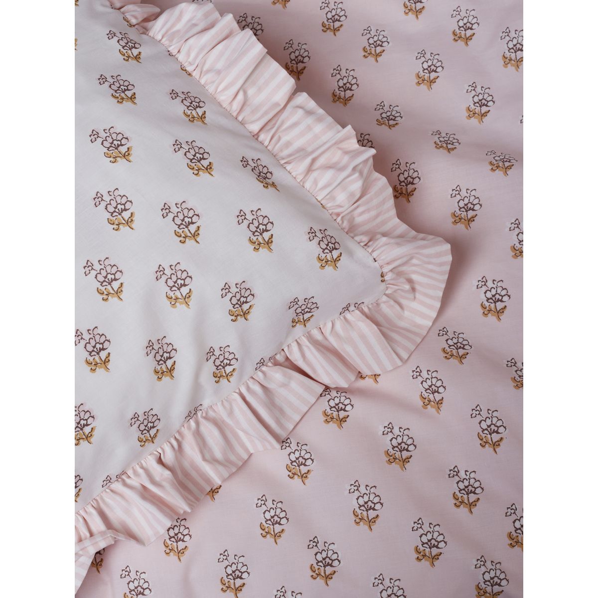 Parure de lit en polycoton imprimé bloc floral rose, NEXT