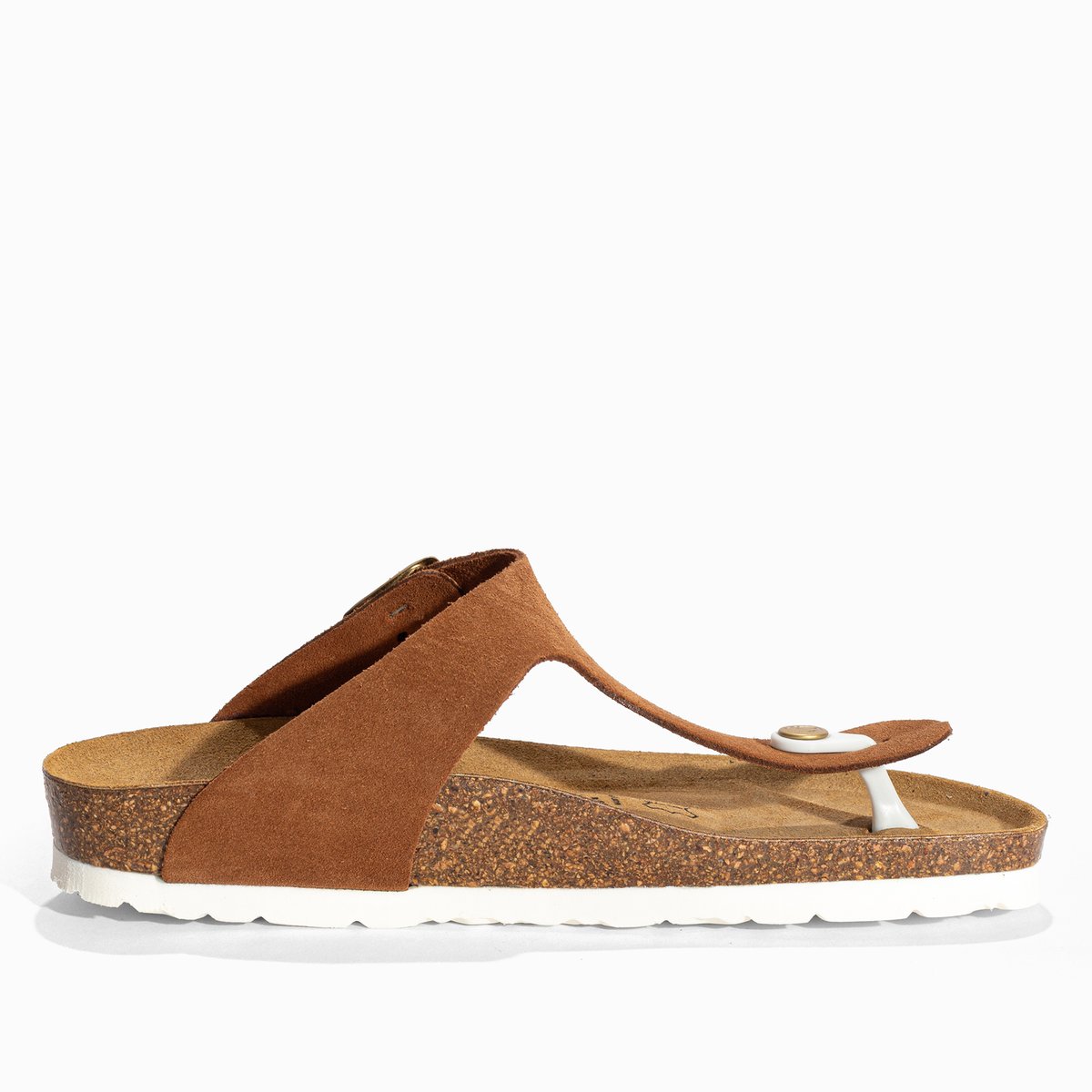 Tongs en cuir suedé MERCURE camel, BAYTON