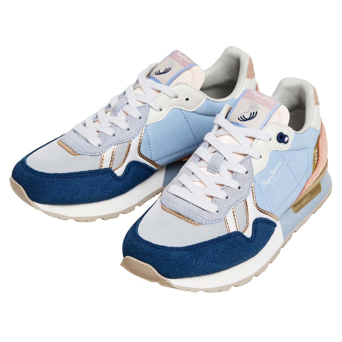 London - Baskets Running Combinées bleu jean foncé, PEPE JEANS