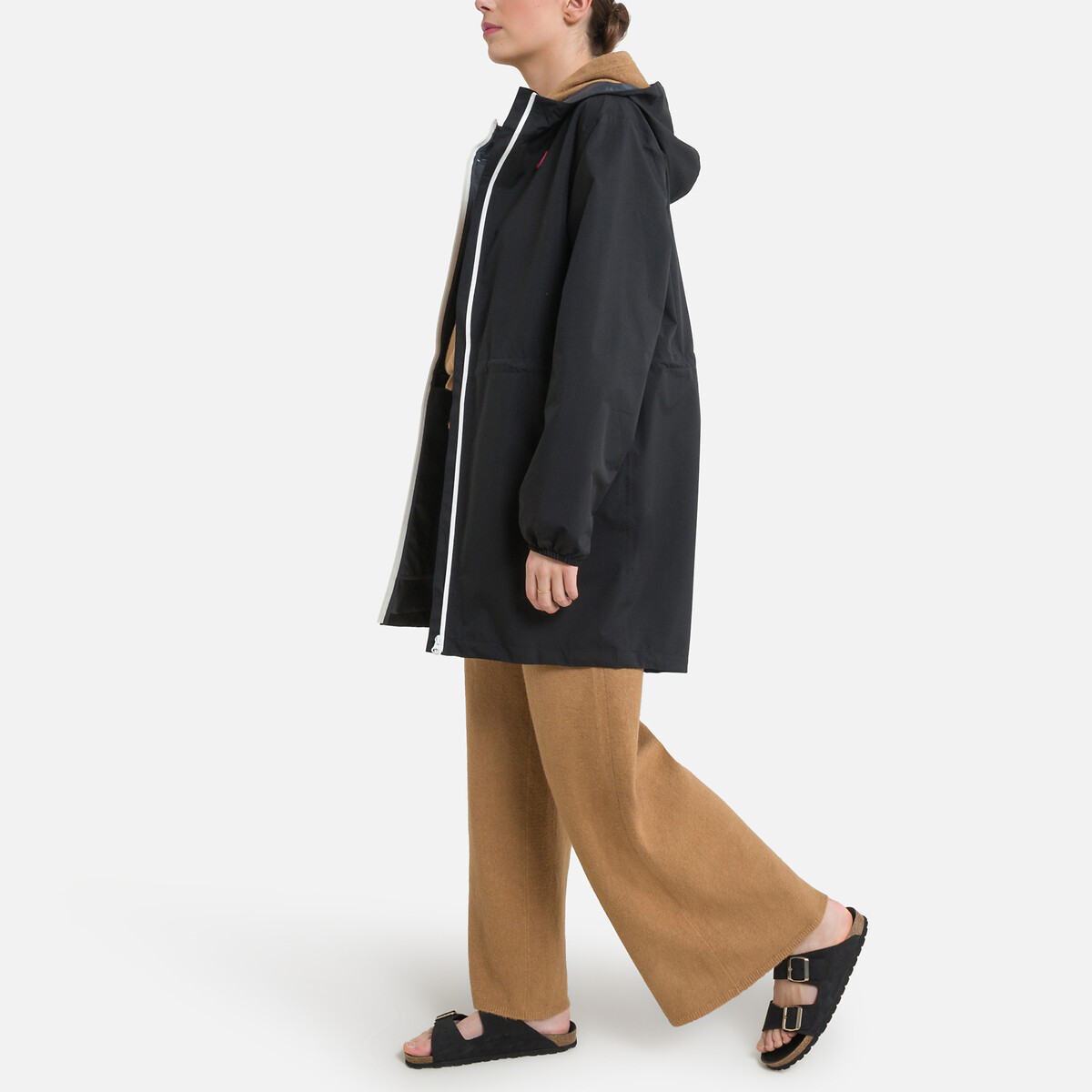 Coupe-vent zippé mixte mi-long AMELOT noir, FLOTTE