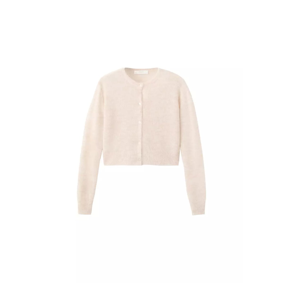 Cardigan court en mélange de laine et d'alpaga beige, MANGO