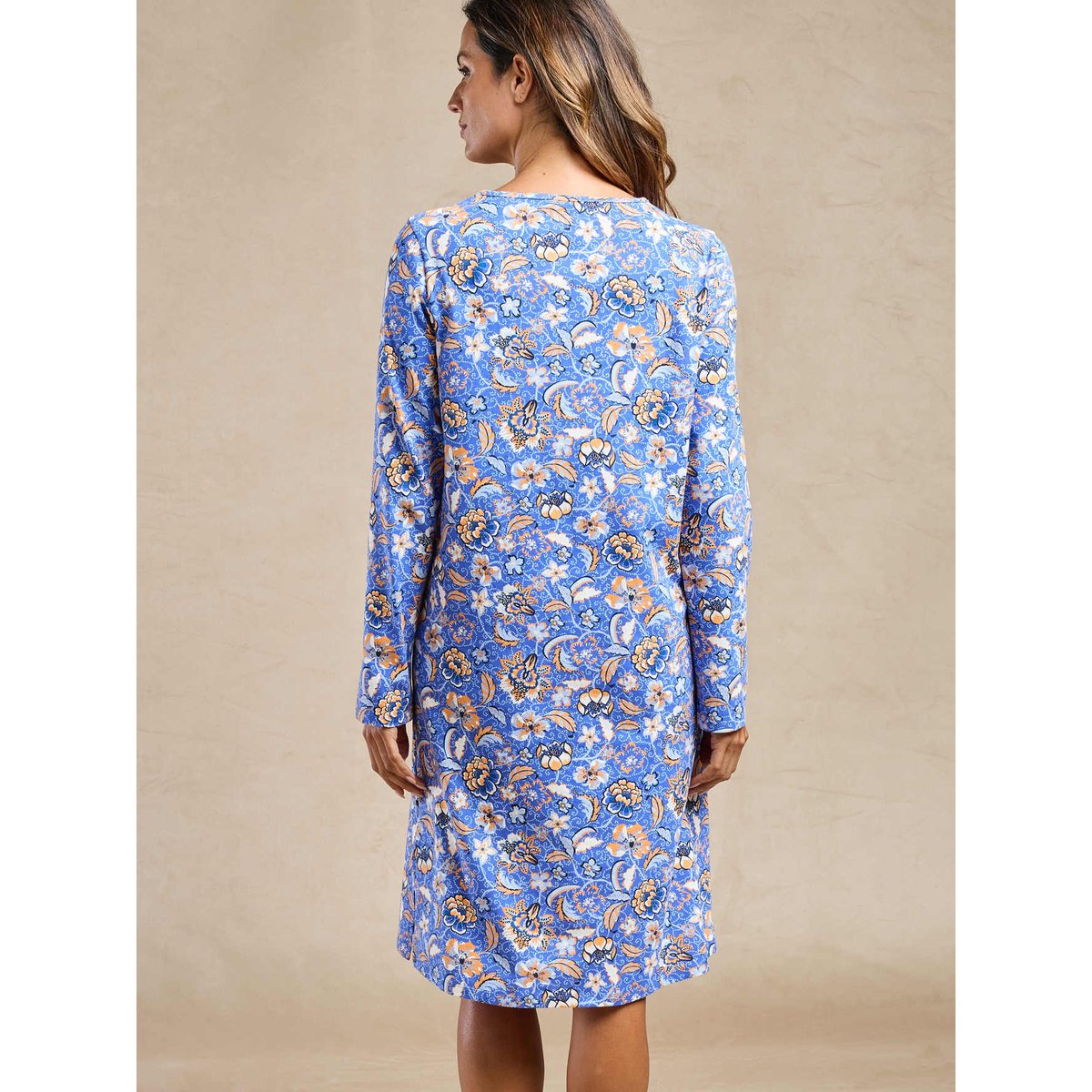 Chemise de nuit courte en jersey imprimé bleu, DAXON