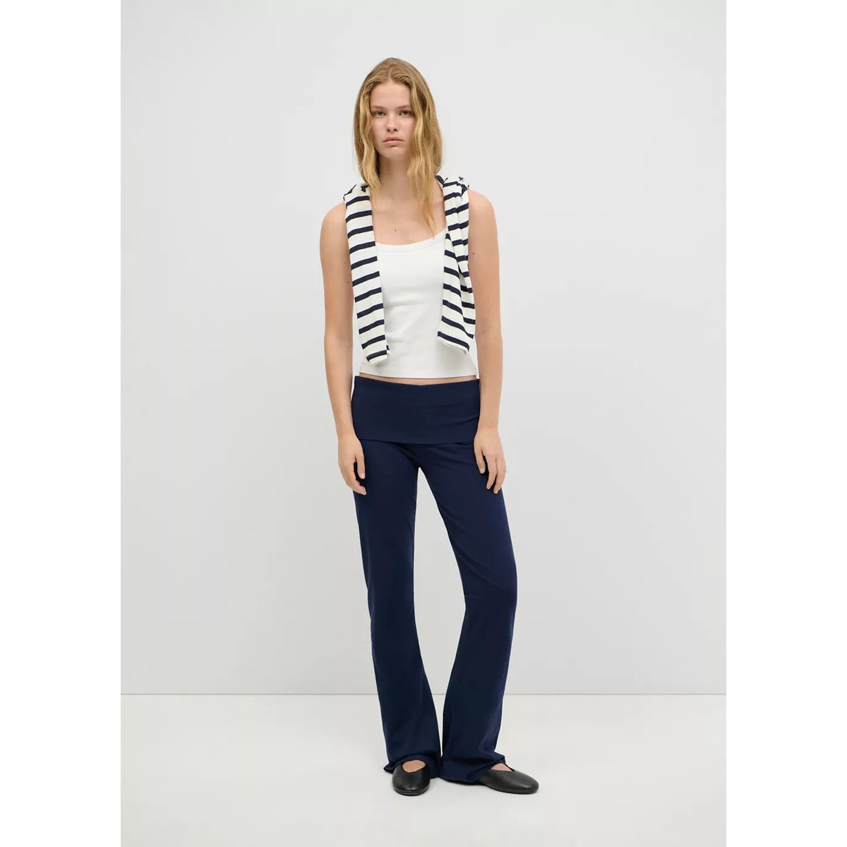 Leggings taille retournée bleu marine, MANGO TEEN