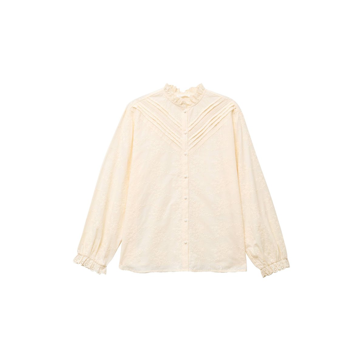 Blouse ample col montant manches longues ivoire, CACHE CACHE