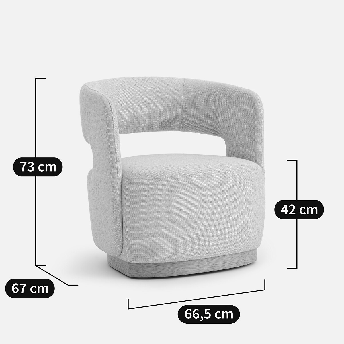 Sillón giratorio, chapa de roble y tela texturizada, JESPER cáñamo, AM.PM