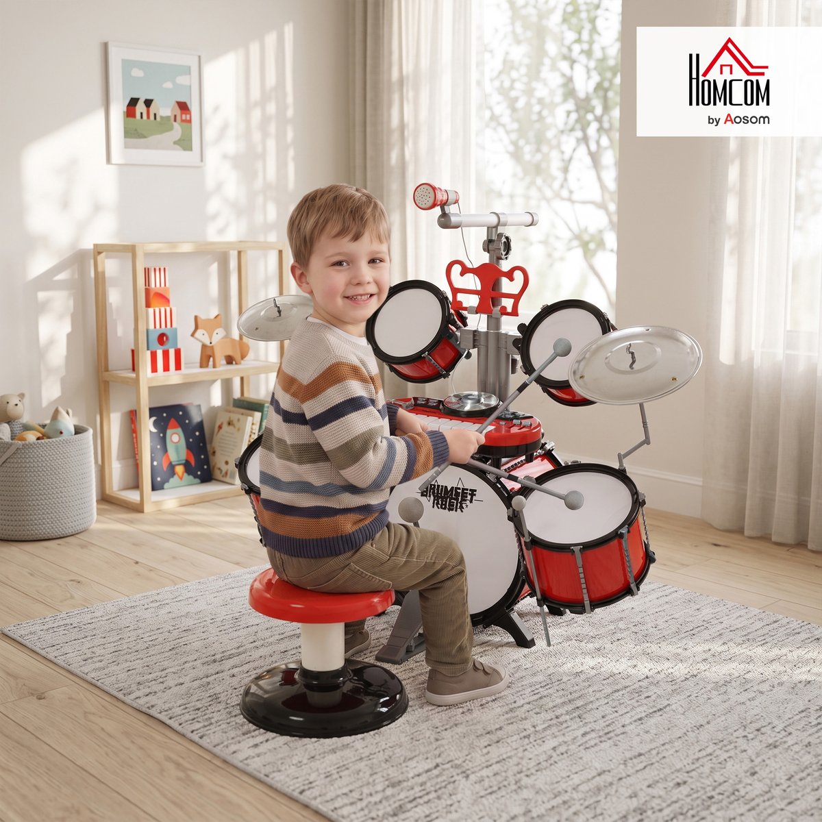 Batterie pour enfants ABS Rouge rouge, HOMCOM