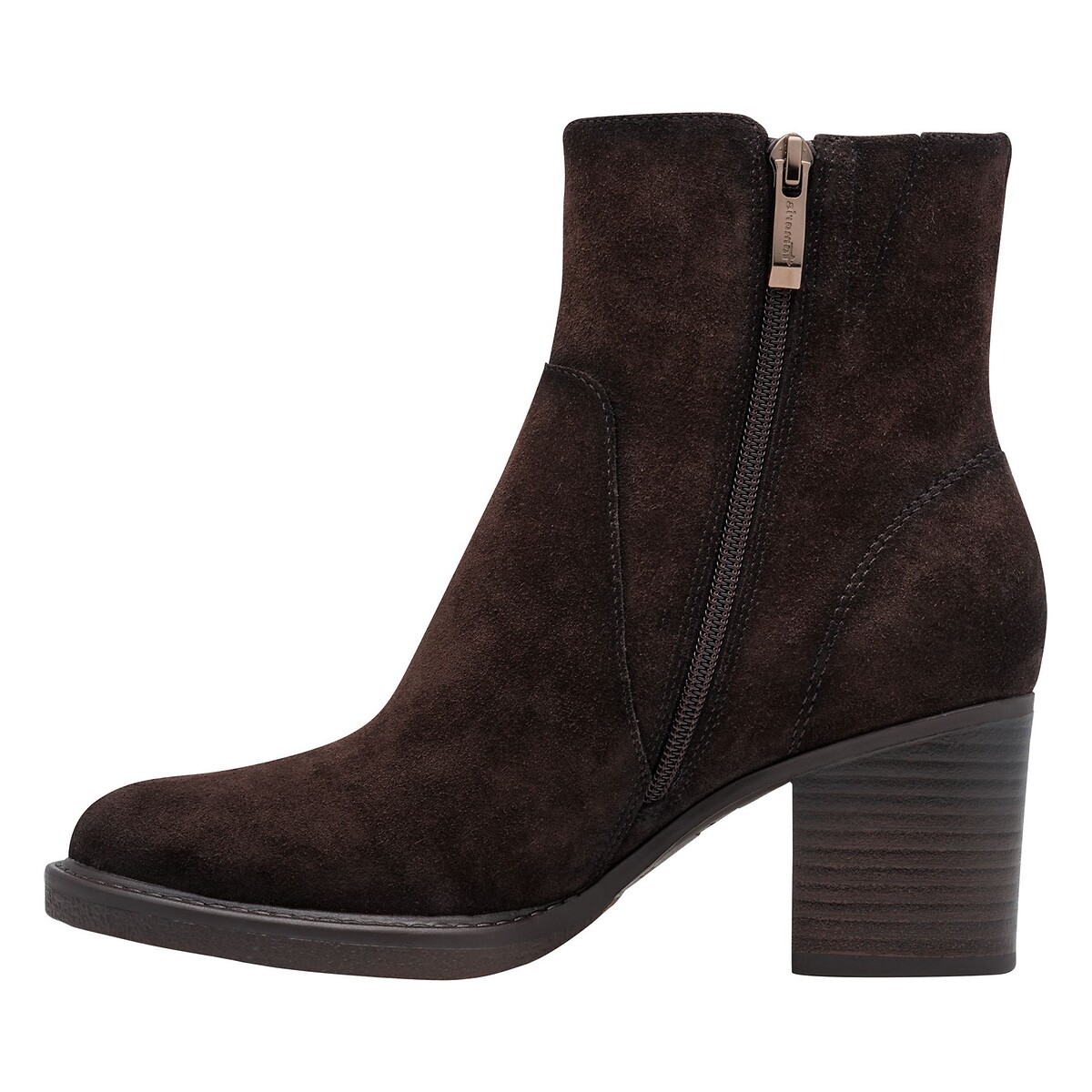 Bottines à talons, en cuir suède marron foncé, TAMARIS