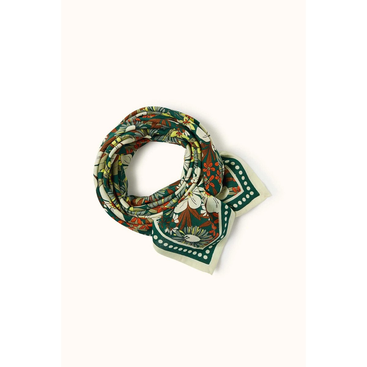 Grand foulard imprimé, LATIKA BOUQUET imprimé floral vert, APACHES COLLECTIONS