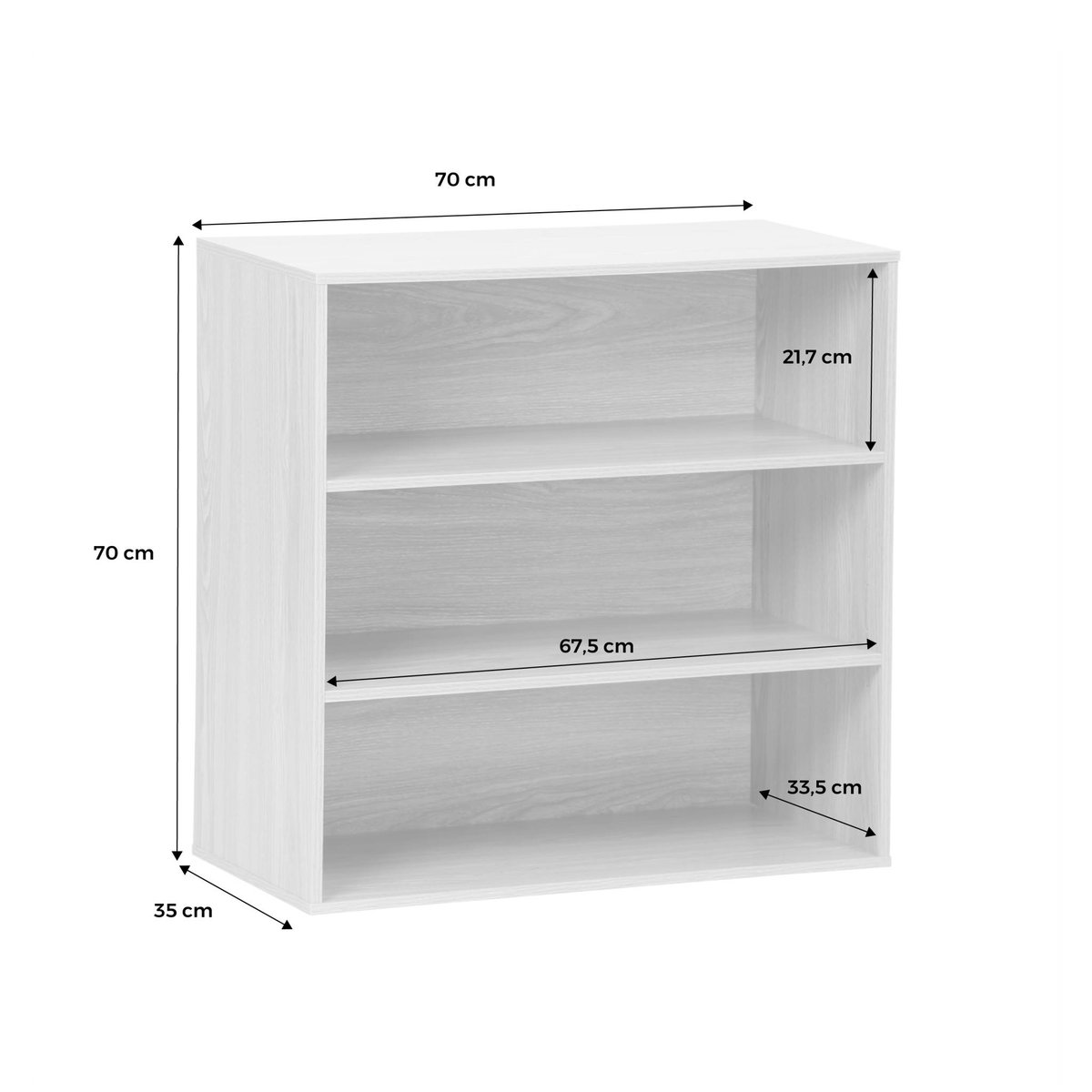 Etagère, bibliothèque, module de rangement décor bois 2 étagères KOMPO chêne, SWEEEK