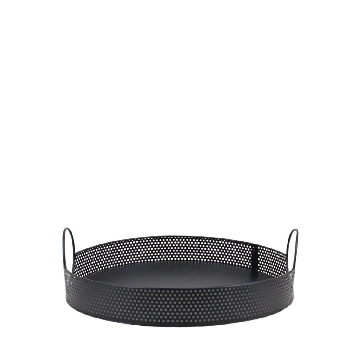 Plateau rond en métal noir 35cm noir, ORNAMI