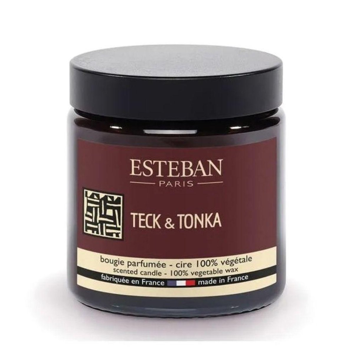 Parfum d'intérieur - Bougie parfumée pommadier Teck & Tonka 90g blanc, ESTEBAN