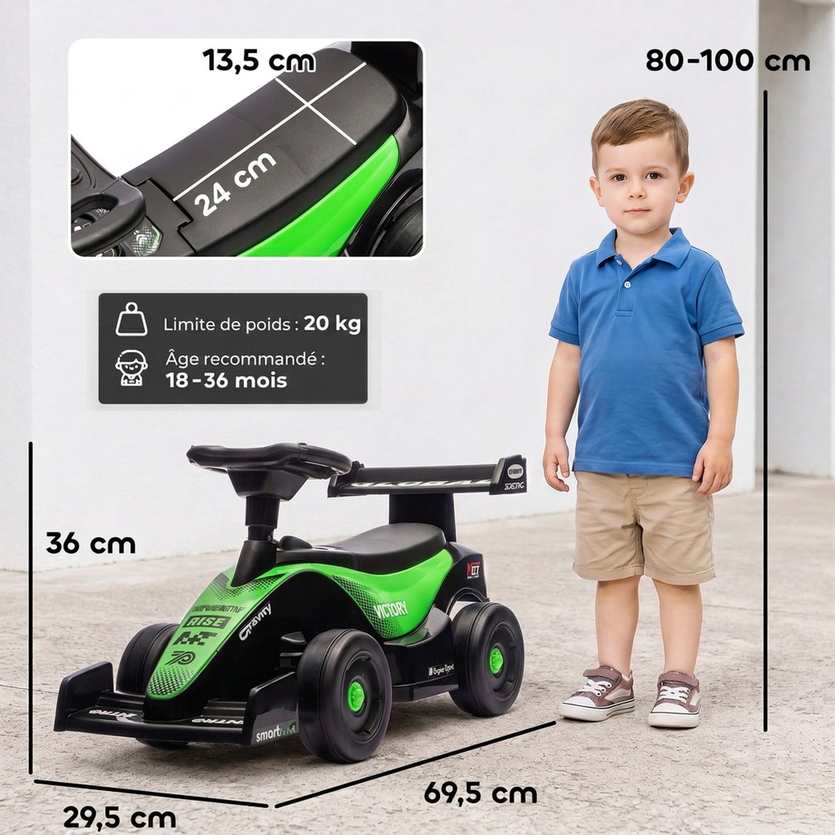 Voiture à glisse pour enfants PP Vert vert et noir, AIYAPLAY