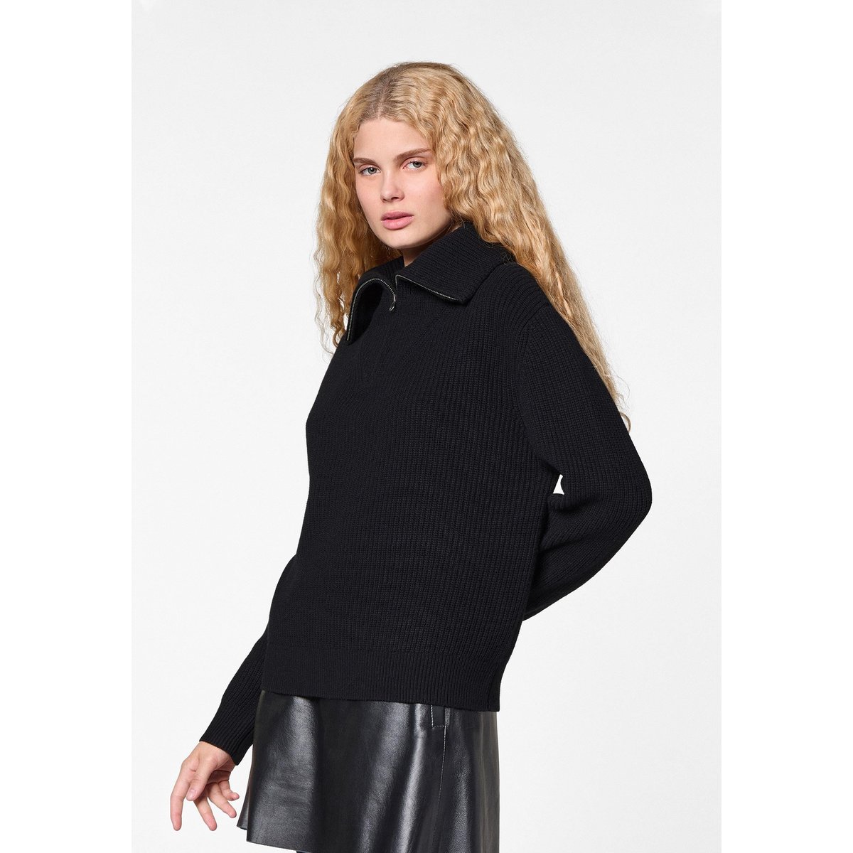 Pull col zippé noir, RODIER